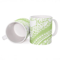 Polynesian Tiare Flower Sage Green Pastel Ceramic Mug LT14 - Polynesian Pride