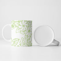Polynesian Tiare Flower Sage Green Pastel Ceramic Mug LT14 - Polynesian Pride