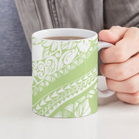 Polynesian Tiare Flower Sage Green Pastel Ceramic Mug LT14 - Polynesian Pride