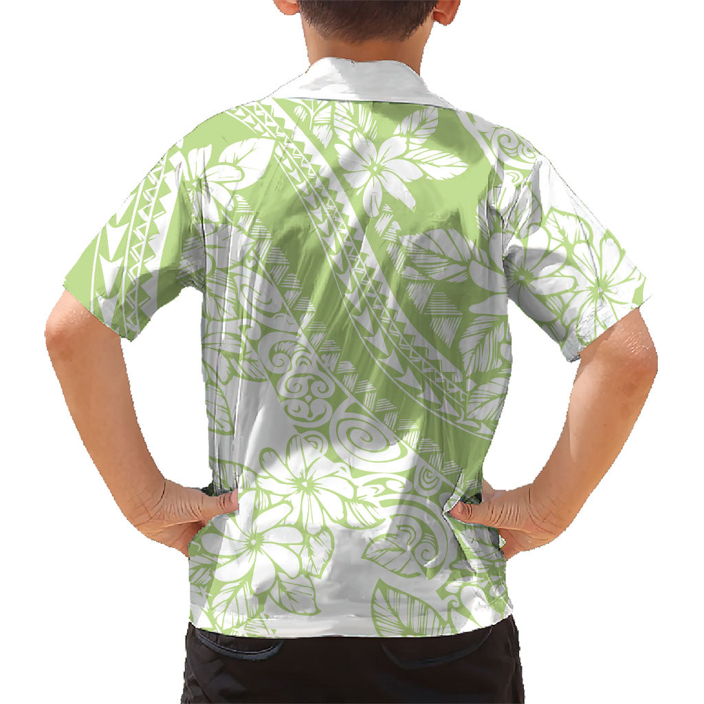 Polynesian Tiare Flower Sage Green Pastel Family Matching Mermaid Dress and Hawaiian Shirt LT14 - Polynesian Pride