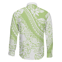 Polynesian Tiare Flower Sage Green Pastel Family Matching Mermaid Dress and Hawaiian Shirt LT14 - Polynesian Pride