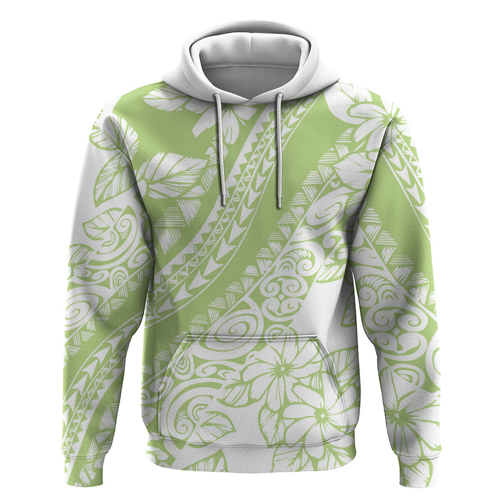 Polynesian Tiare Flower Sage Green Pastel Hoodie