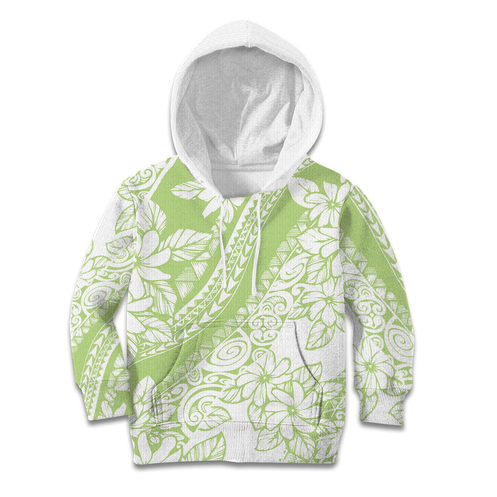 Polynesian Tiare Flower Sage Green Pastel Kid Hoodie
