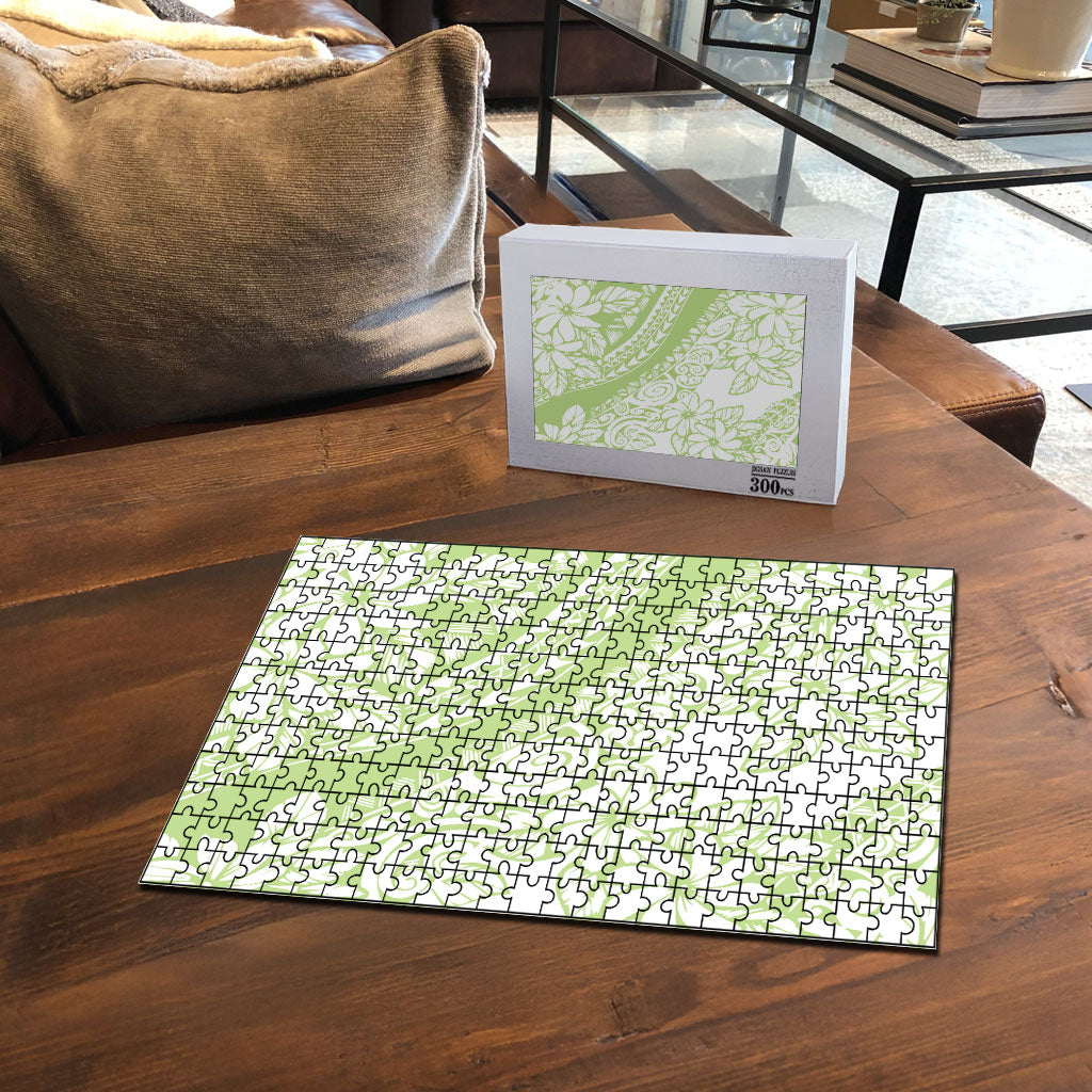 Polynesian Tiare Flower Sage Green Pastel Puzzle LT14 - Polynesian Pride