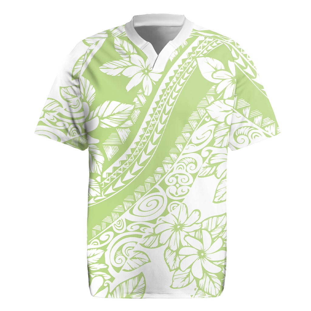 Polynesian Tiare Flower Sage Green Pastel Rugby Jersey LT14 Sage Green - Polynesian Pride