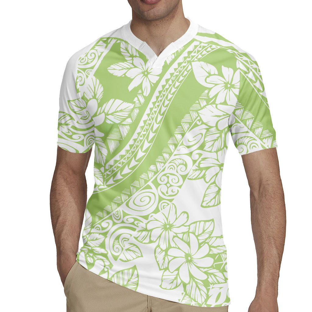 Polynesian Tiare Flower Sage Green Pastel Rugby Jersey LT14 - Polynesian Pride
