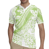 Polynesian Tiare Flower Sage Green Pastel Rugby Jersey LT14 - Polynesian Pride