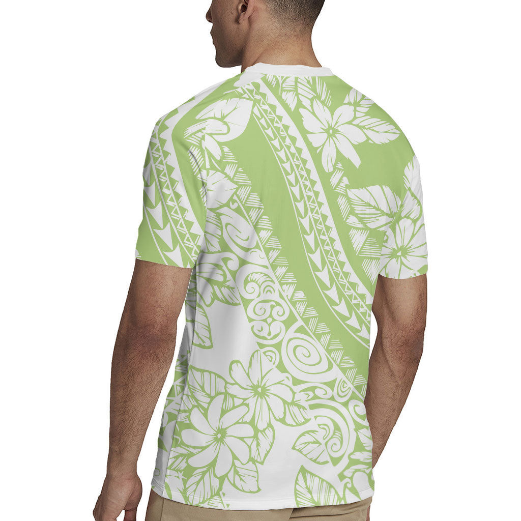 Polynesian Tiare Flower Sage Green Pastel Rugby Jersey LT14 - Polynesian Pride
