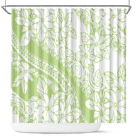 Polynesian Tiare Flower Sage Green Pastel Shower Curtain LT14 Sage Green - Polynesian Pride