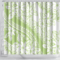 Polynesian Tiare Flower Sage Green Pastel Shower Curtain LT14 - Polynesian Pride