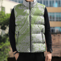 Polynesian Tiare Flower Sage Green Pastel Sleeveless Puffer Jacket LT14 - Polynesian Pride