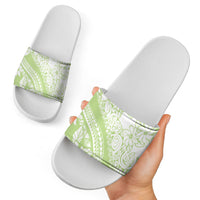 Polynesian Tiare Flower Sage Green Pastel Slide Sandals LT14 - Polynesian Pride