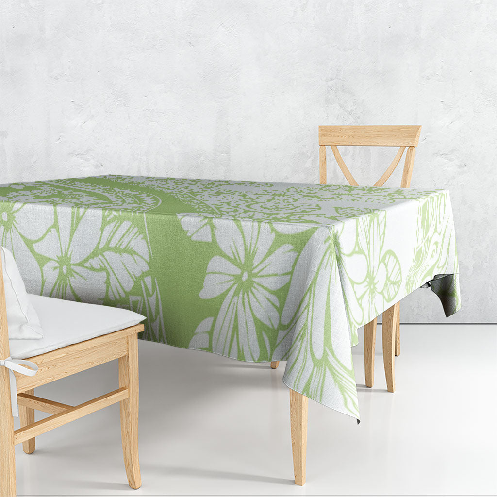 Polynesian Tiare Flower Sage Green Pastel Tablecloth LT14 - Polynesian Pride