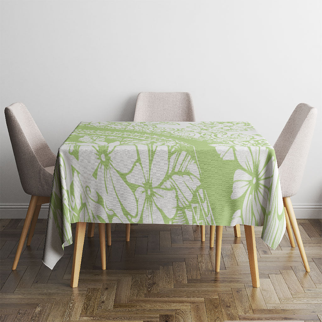 Polynesian Tiare Flower Sage Green Pastel Tablecloth LT14 - Polynesian Pride