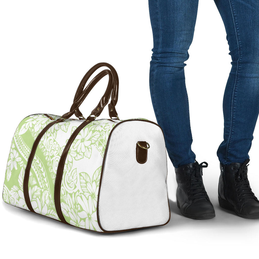 Polynesian Tiare Flower Sage Green Pastel Travel Bag LT14 - Polynesian Pride