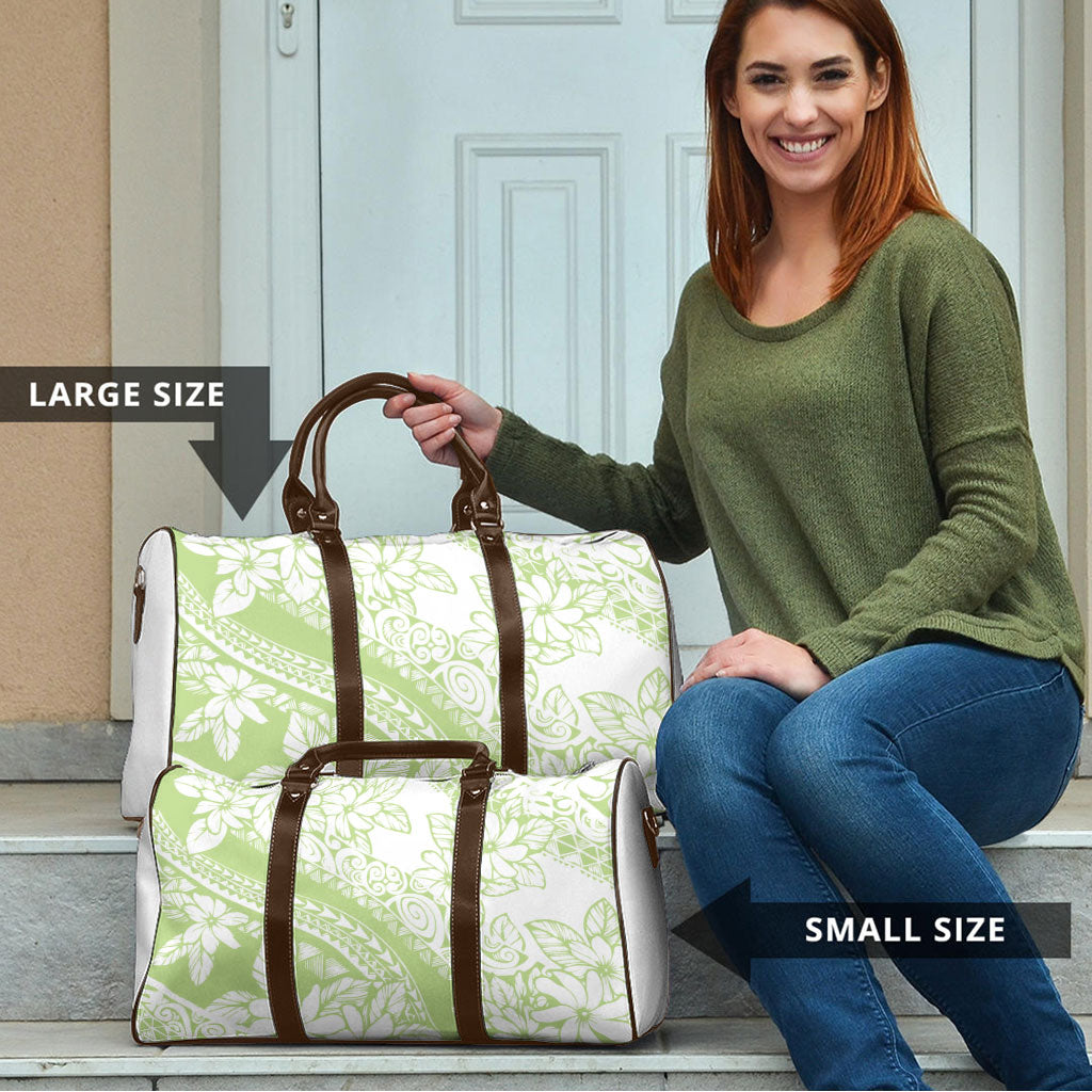 Polynesian Tiare Flower Sage Green Pastel Travel Bag LT14 - Polynesian Pride