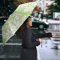 Polynesian Tiare Flower Sage Green Pastel Umbrella