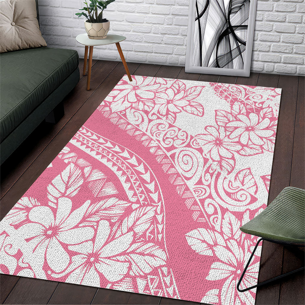 Polynesian Tiare Flower Pink Pastel Vibes Area Rug LT14 Pink - Polynesian Pride