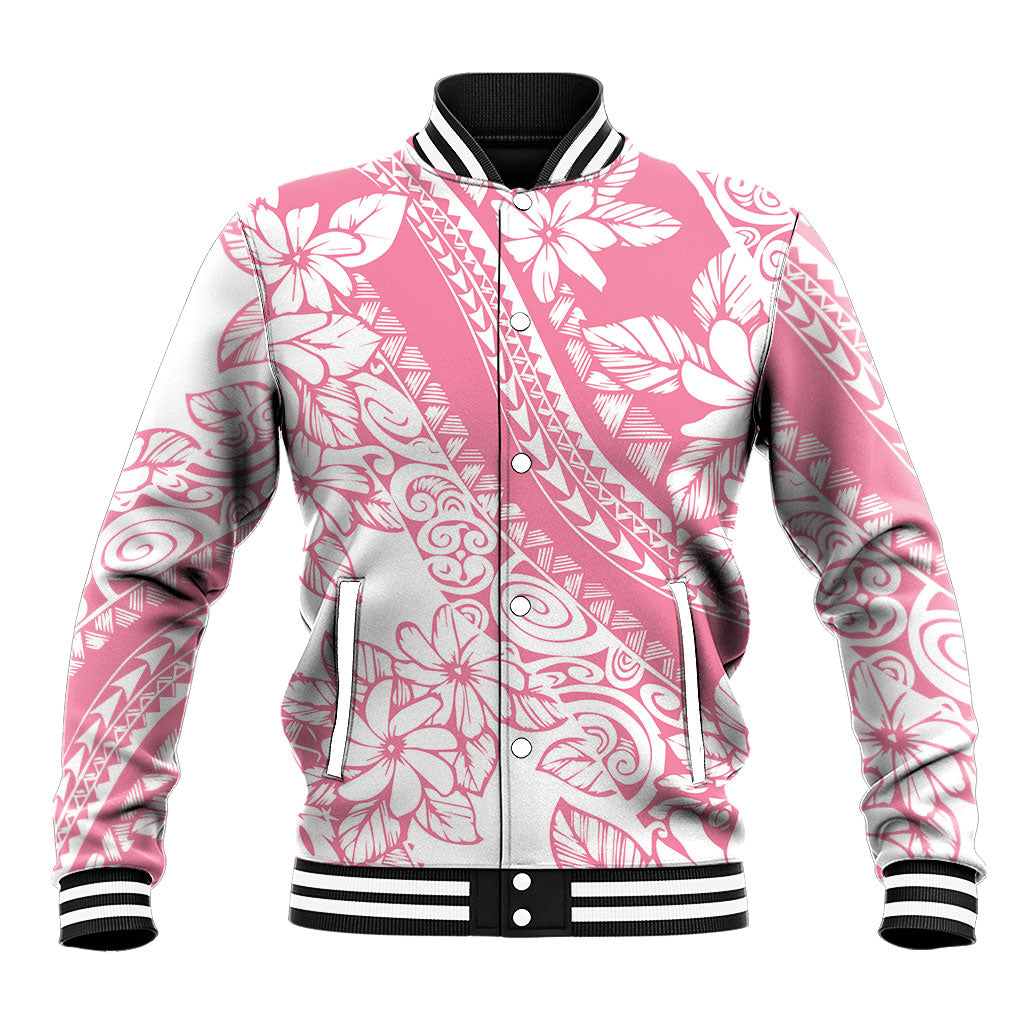 Polynesian Tiare Flower Pink Pastel Vibes Baseball Jacket