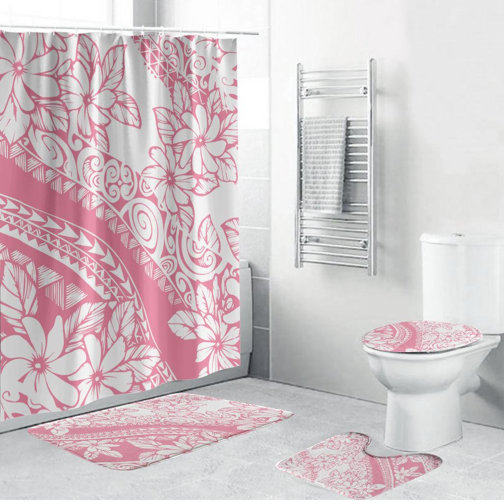 Polynesian Tiare Flower Pink Pastel Vibes Bathroom Set LT14 Bathroom Set (4 pcs) Pink - Polynesian Pride
