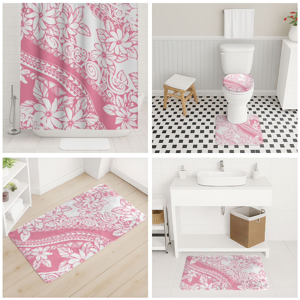 Polynesian Tiare Flower Pink Pastel Vibes Bathroom Set LT14 - Polynesian Pride