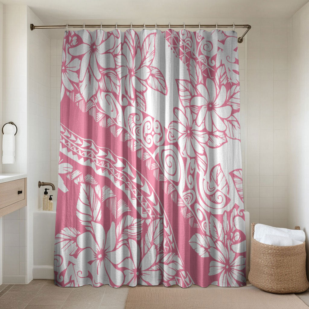 Polynesian Tiare Flower Pink Pastel Vibes Bathroom Set LT14 Shower Curtain Only Pink - Polynesian Pride