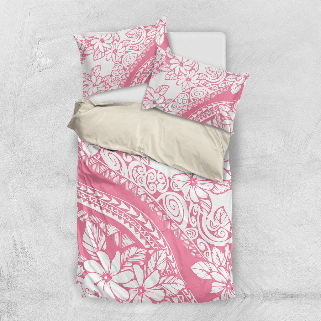 Polynesian Tiare Flower Pink Pastel Vibes Bedding Set LT14 US Twin 172cm x 218cm Pink - Polynesian Pride