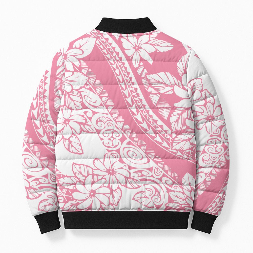 Polynesian Tiare Flower Pink Pastel Vibes Bomber Puffer Jacket LT14 - Polynesian Pride