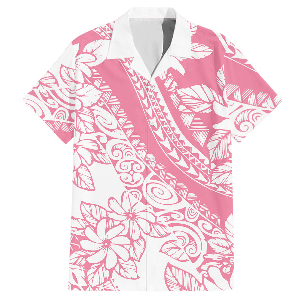 Polynesian Tiare Flower Pink Pastel Vibes Family Matching Mermaid Dress and Hawaiian Shirt LT14 Dad's Shirt - Short Sleeve Pink - Polynesian Pride
