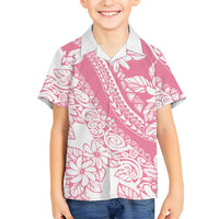 Polynesian Tiare Flower Pink Pastel Vibes Family Matching Off The Shoulder Long Sleeve Dress and Hawaiian Shirt LT14 Son's Shirt Pink - Polynesian Pride