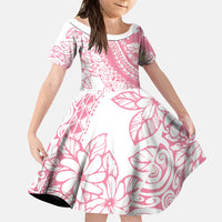 Polynesian Tiare Flower Pink Pastel Vibes Family Matching Tank Maxi Dress and Hawaiian Shirt LT14 Daughter's Dress Pink - Polynesian Pride