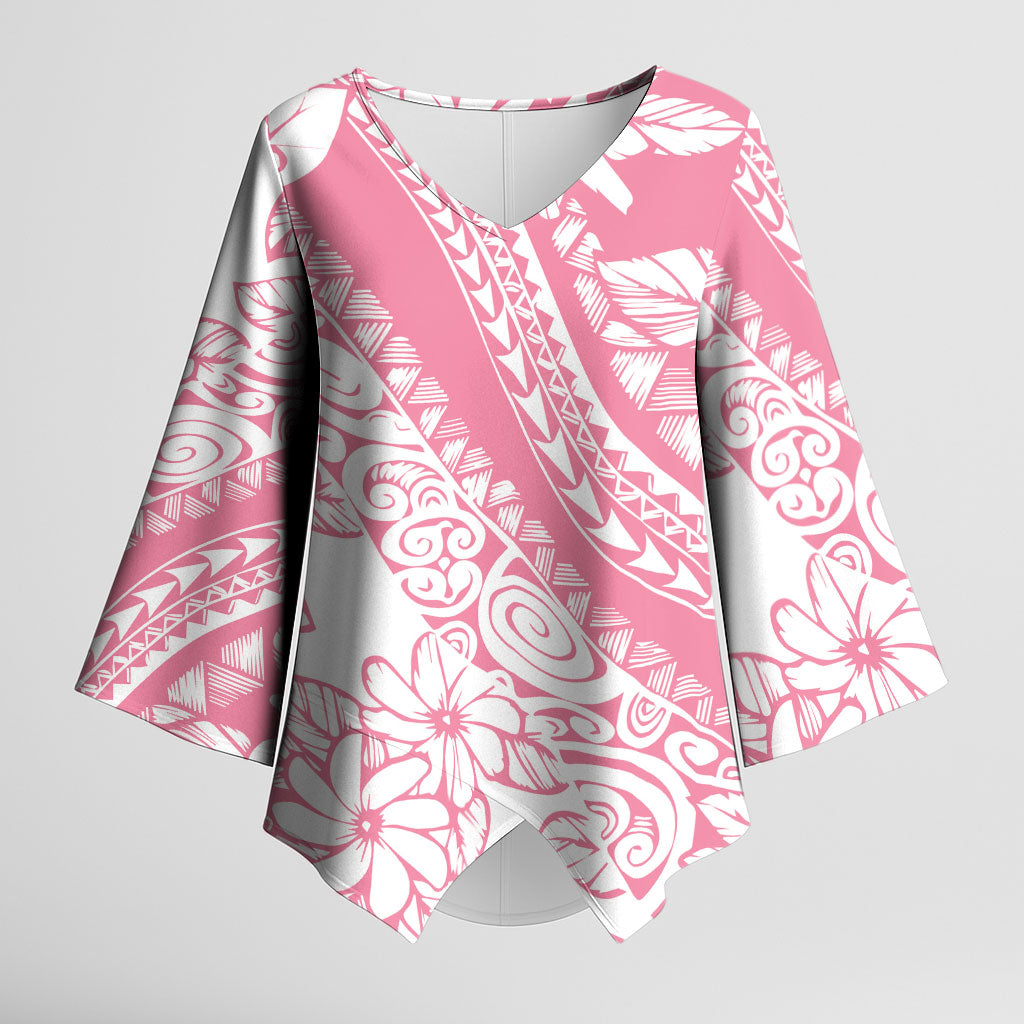Polynesian Tiare Flower Pink Pastel Vibes Kimono Sleeve Blouse