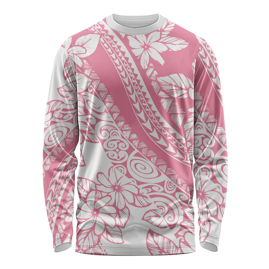 Polynesian Tiare Flower Pink Pastel Vibes Long Sleeve Shirt