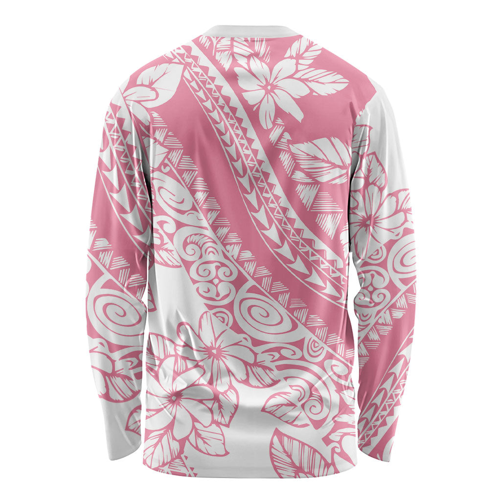 Polynesian Tiare Flower Pink Pastel Vibes Long Sleeve Shirt