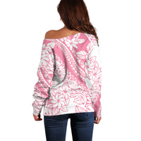 Polynesian Tiare Flower Pink Pastel Vibes Off Shoulder Sweater LT14 - Polynesian Pride