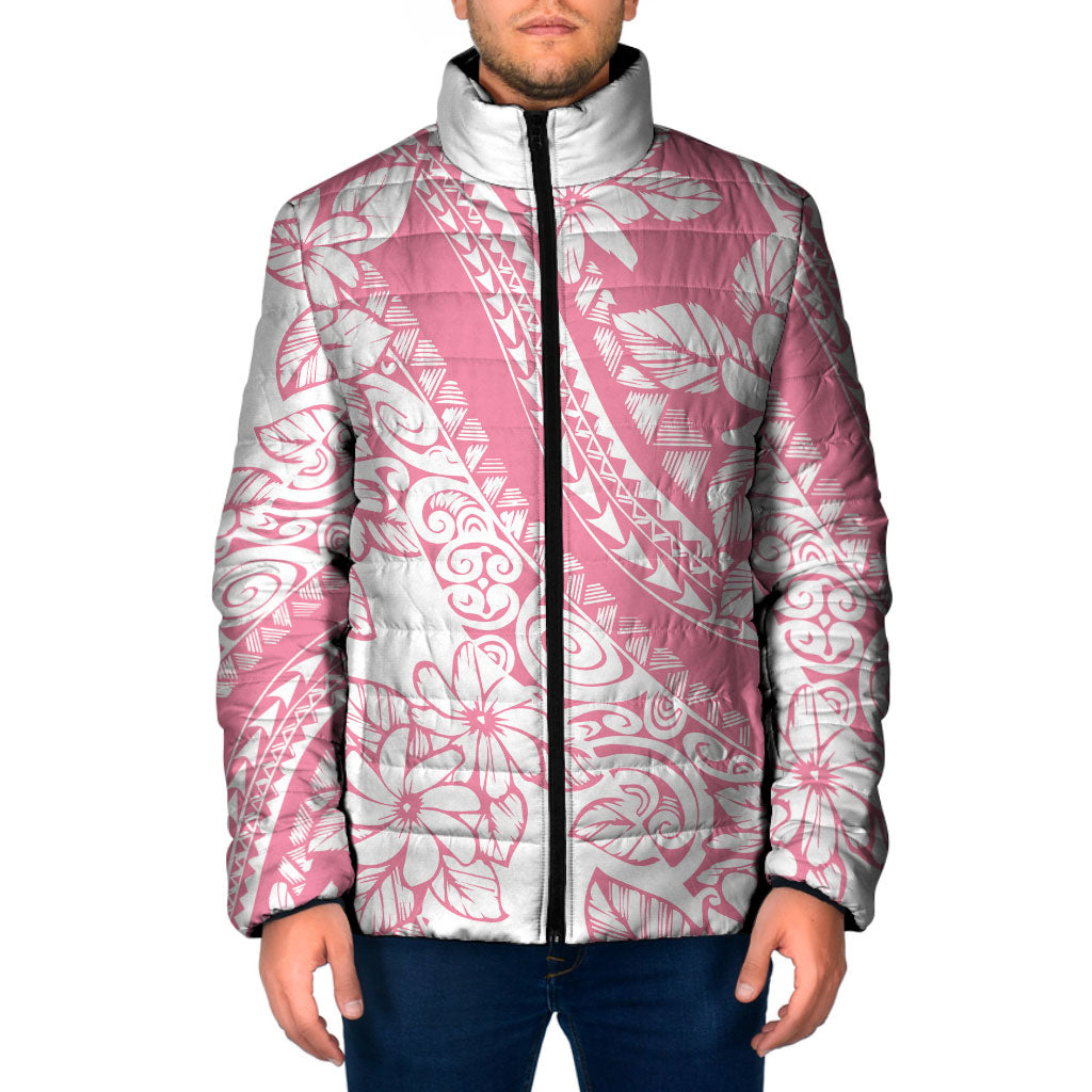 Polynesian Tiare Flower Pink Pastel Vibes Padded Jacket LT14 Men Pink - Polynesian Pride
