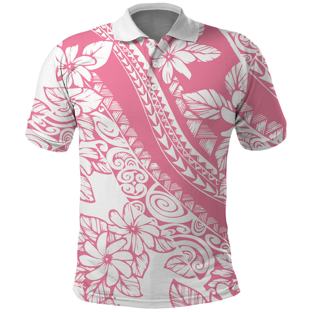 Polynesian Tiare Flower Pink Pastel Vibes Polo Shirt