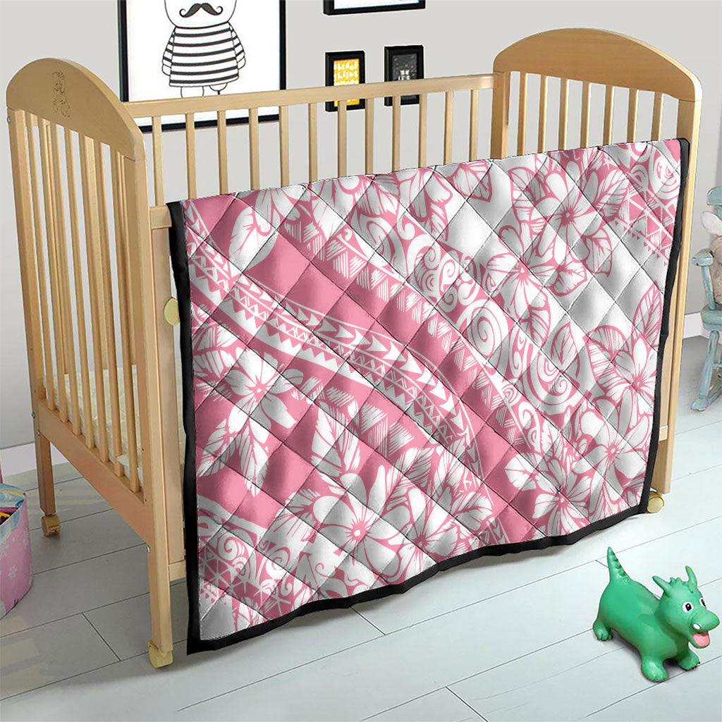 Polynesian Tiare Flower Pink Pastel Vibes Quilt