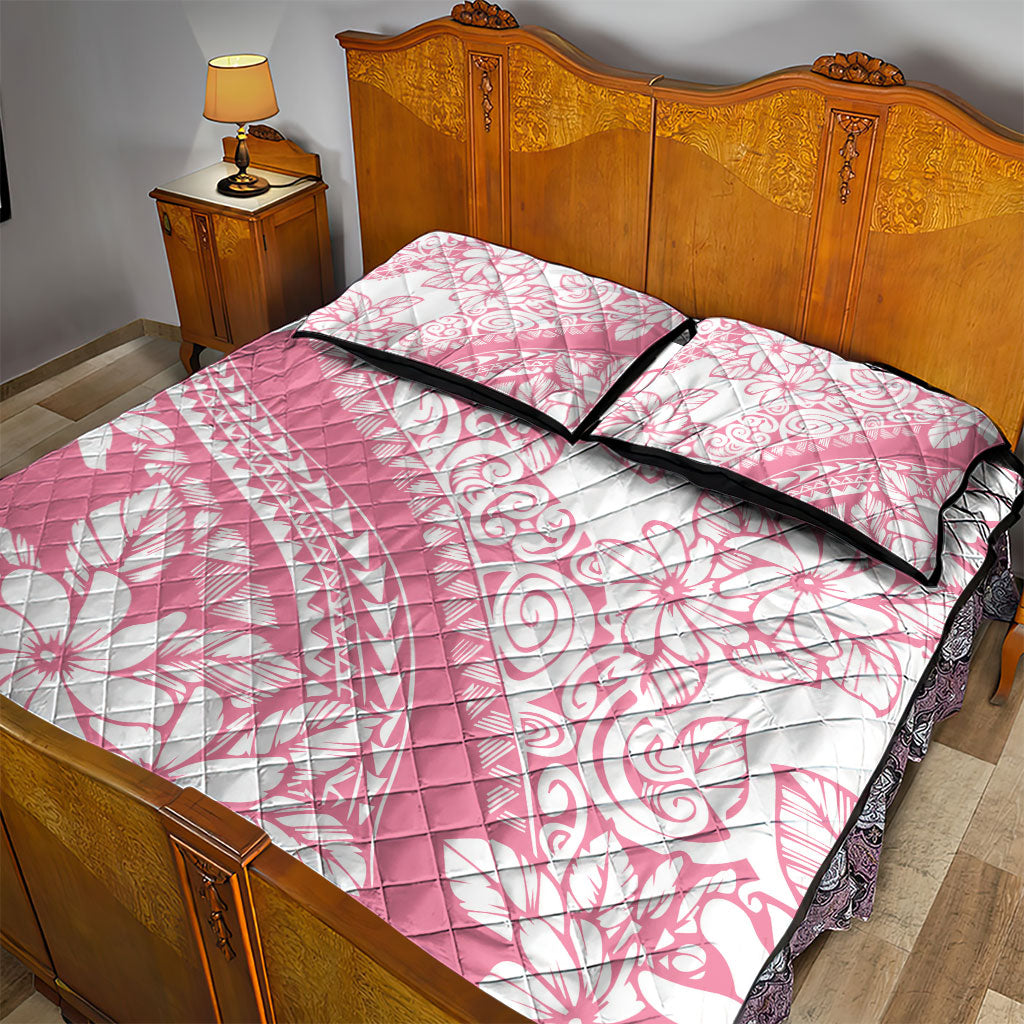 Polynesian Tiare Flower Pink Pastel Vibes Quilt Bed Set
