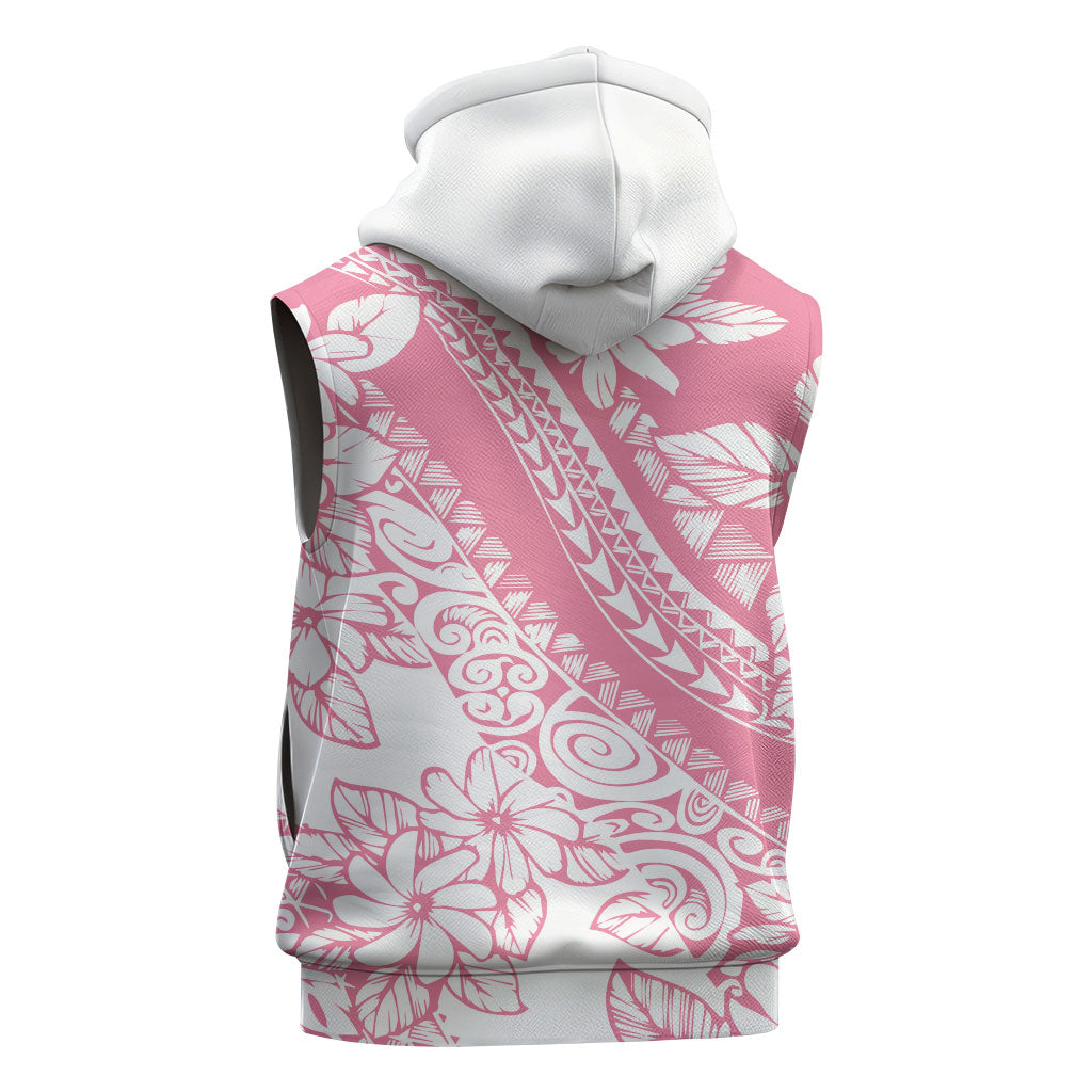 Polynesian Tiare Flower Pink Pastel Vibes Sleeveless Hoodie LT14 - Polynesian Pride