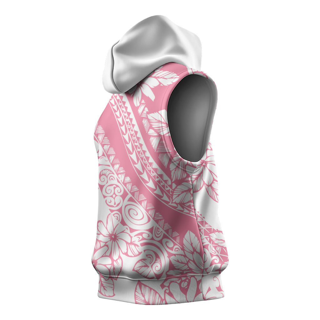Polynesian Tiare Flower Pink Pastel Vibes Sleeveless Hoodie LT14 - Polynesian Pride