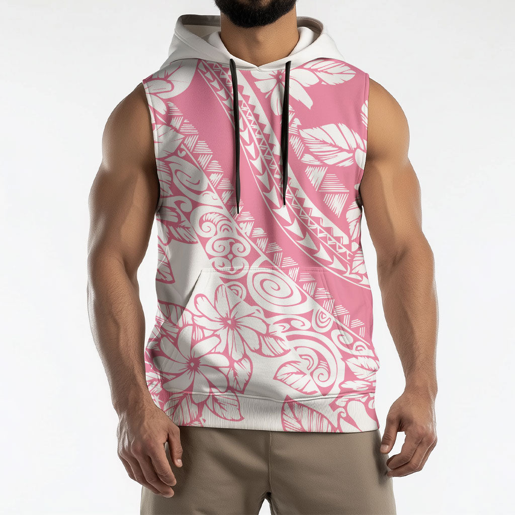 Polynesian Tiare Flower Pink Pastel Vibes Sleeveless Hoodie LT14 - Polynesian Pride