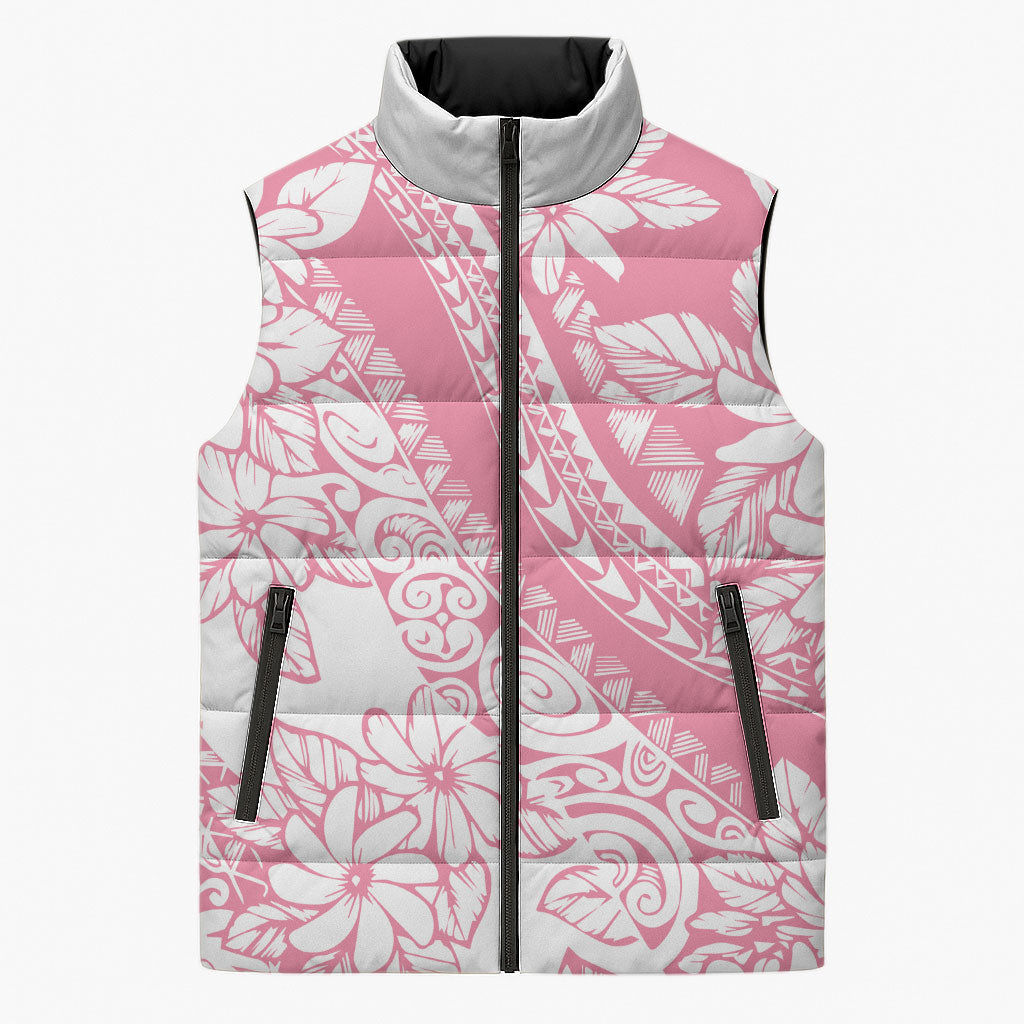 Polynesian Tiare Flower Pink Pastel Vibes Sleeveless Puffer Jacket LT14 Unisex Pink - Polynesian Pride