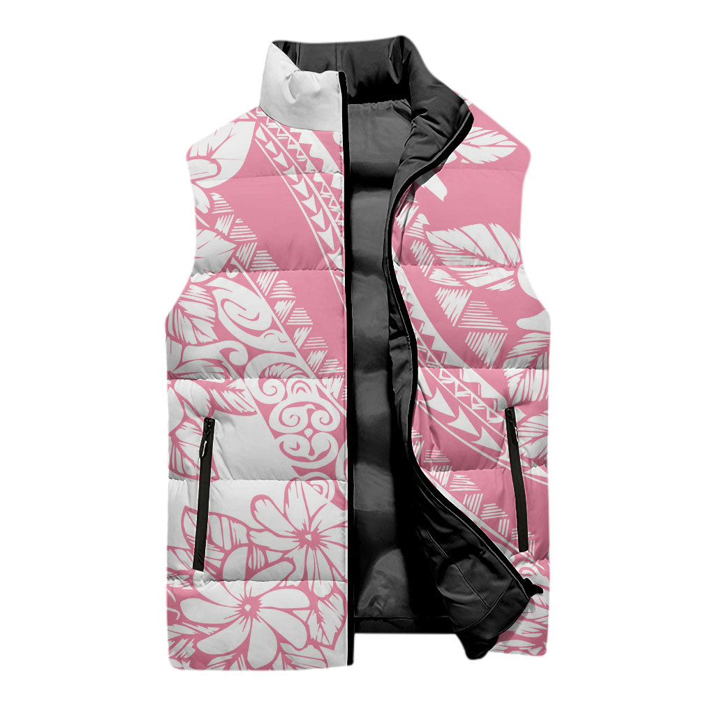 Polynesian Tiare Flower Pink Pastel Vibes Sleeveless Puffer Jacket LT14 - Polynesian Pride