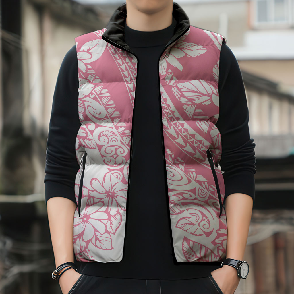 Polynesian Tiare Flower Pink Pastel Vibes Sleeveless Puffer Jacket LT14 - Polynesian Pride