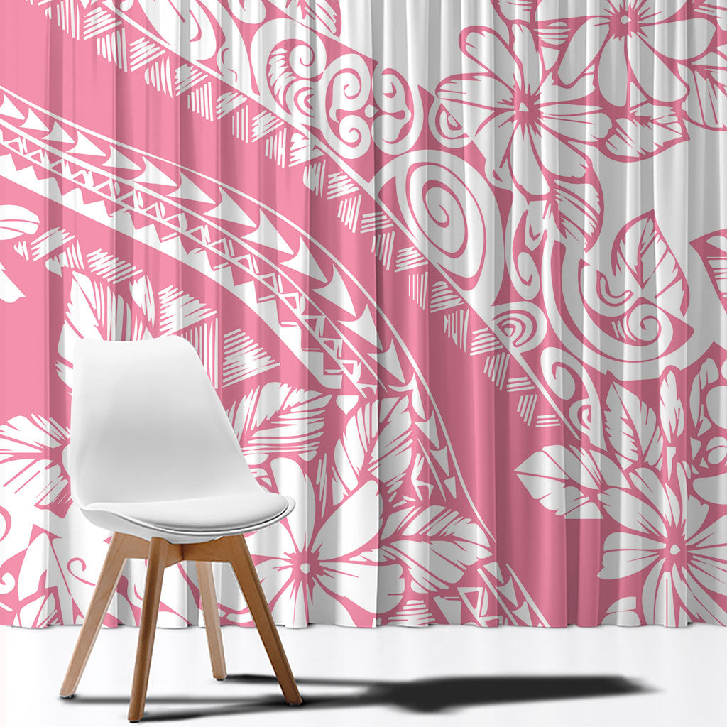 Polynesian Tiare Flower Pink Pastel Vibes Window Curtain