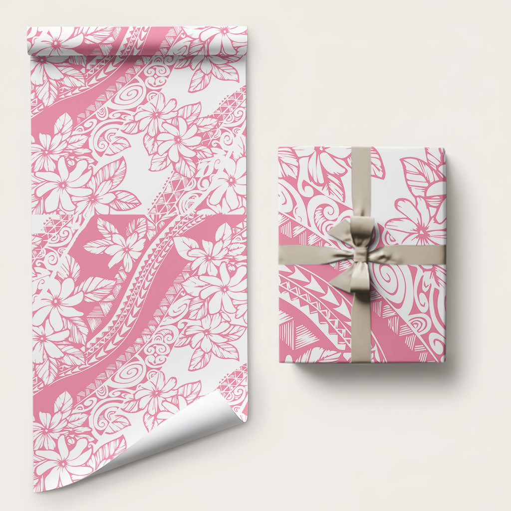 Polynesian Tiare Flower Pink Pastel Wrapping Paper LT14 58" × 23" Pink - Polynesian Pride