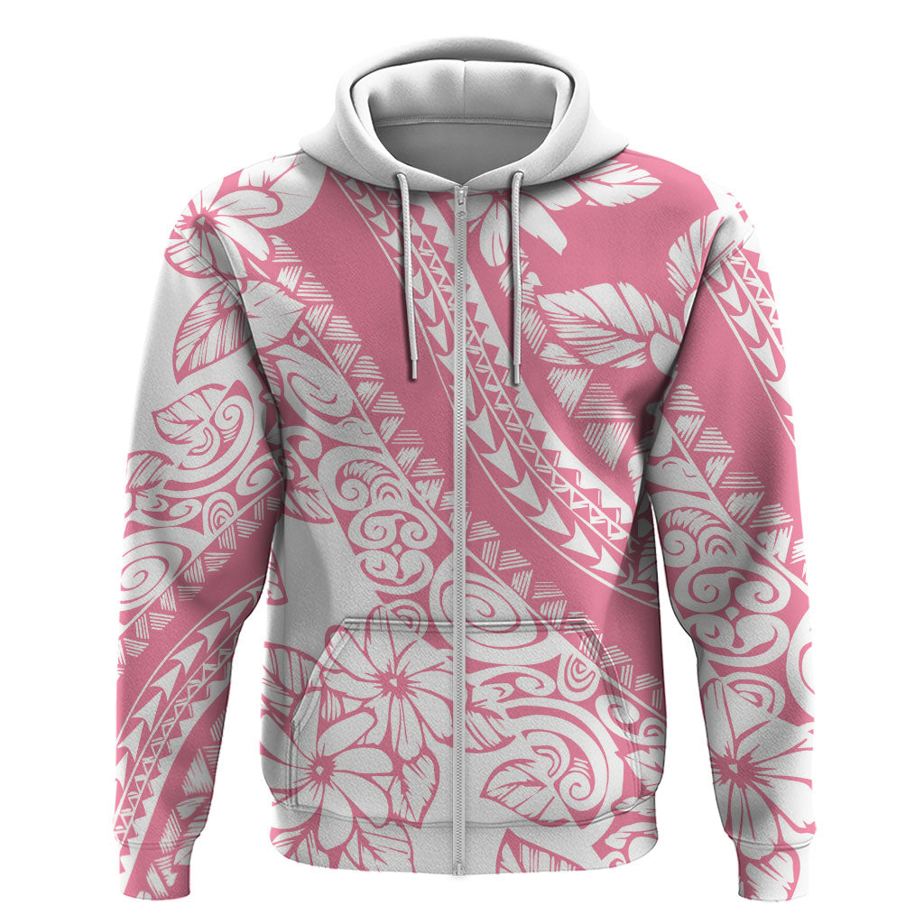 Polynesian Tiare Flower Pink Pastel Vibes Zip Hoodie
