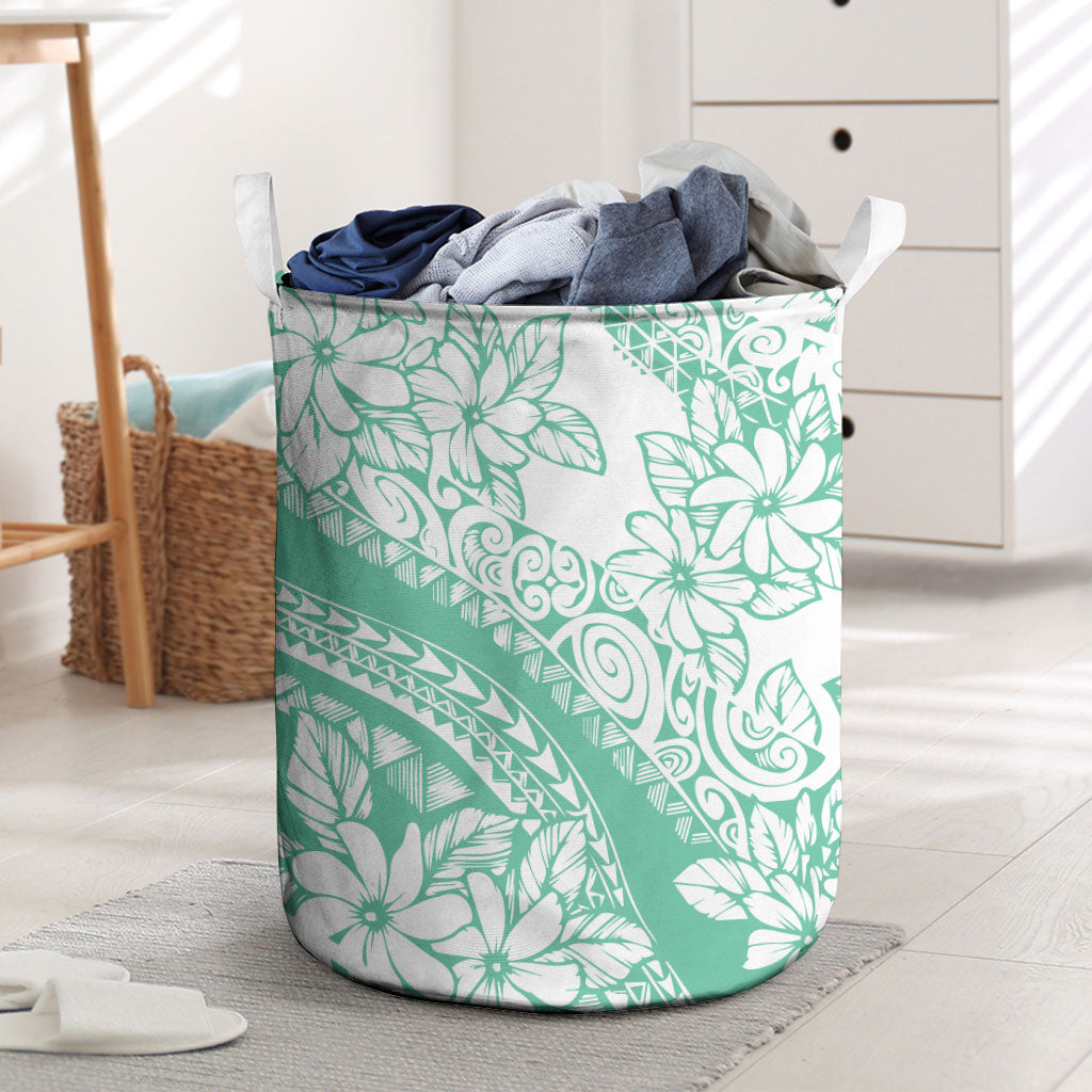Polynesian Tiare Flower Cyan Pastel Vibes Laundry Basket LT14 Cyan - Polynesian Pride