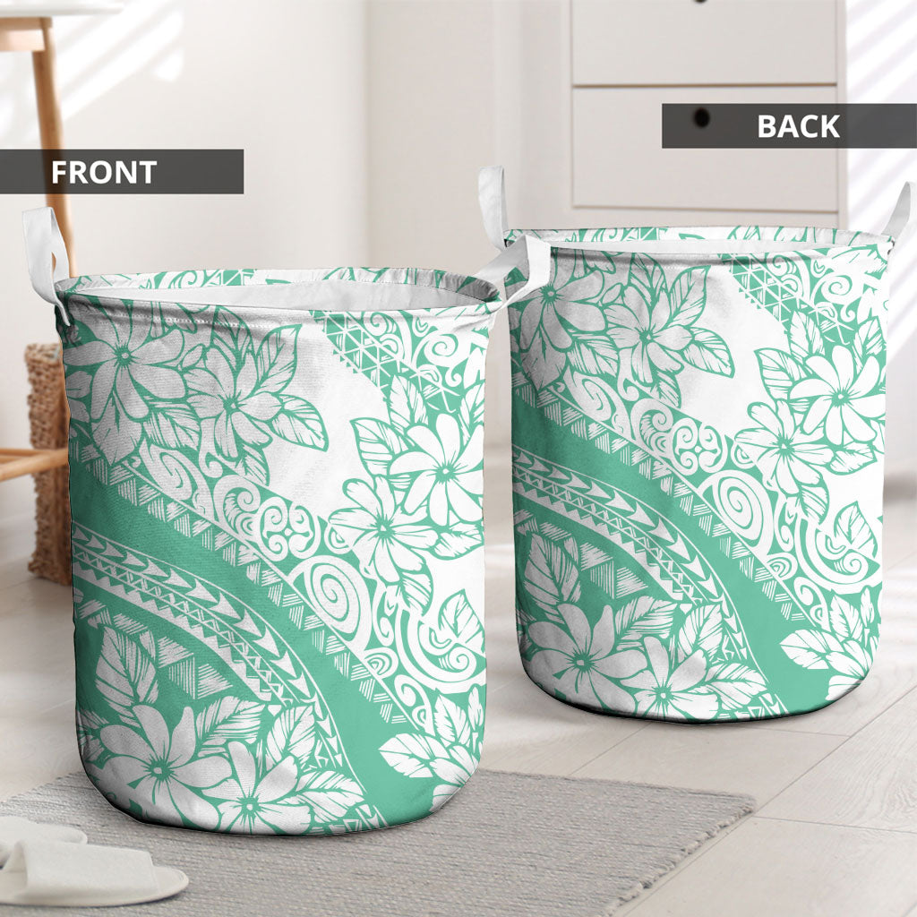 Polynesian Tiare Flower Cyan Pastel Vibes Laundry Basket LT14 - Polynesian Pride